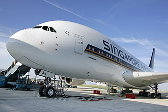 A-380 da Singapore Airlines. O avião tem capacidade para mais de 550 passageiros
