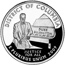 Desenho que retrata msico Duke Ellington, primeiro negro sozinho em uma moeda