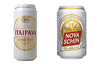 Latas de Itaipava e Nova Schin, cervejas da Schincariol