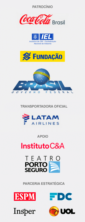 Patrocínio: Coca-Cola Brasil e Portal da Indústria; Transportadora Oficial: LATAM; Parceria Estratégica: UOL, ESPM, Insper e Fundação Dom Cabral