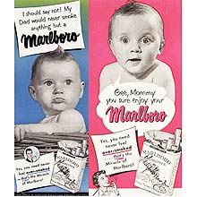 Mostra revela que até bebês foram usados para vender cigarros em propagandas