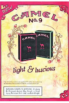Anúncio norte-americano do Camel nº9; campanha do cigarro seria para mulheres