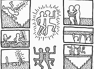 Ilustrao do artista grfico Keith Haring, que morreu em 1990, em "O Livro da Vida", obra com relatos de soropositivos