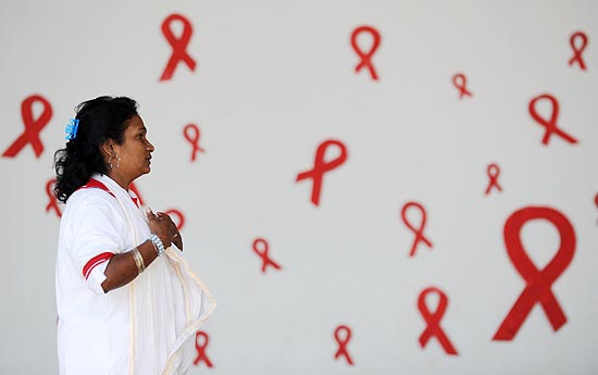Ativista participa do Dia Mundial de Luta Contra  Aids, nos EUA, em 2011
