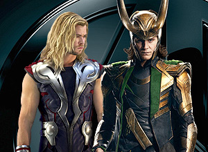 Thor e o vilão Loki, no filme "Os Vingadores"