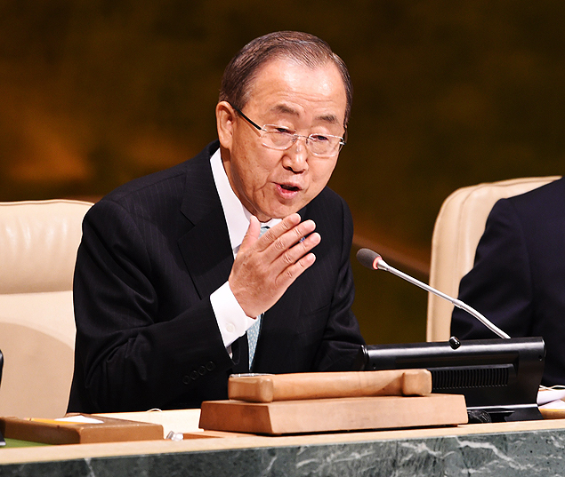 O secretrio-geral da ONU, Ban Ki-Moon, que convocou Cpula do Clima da ONU, nesta tera (23); plano para reduzir desmatamento  a principal iniciativa anunciada pelo encontro at agora