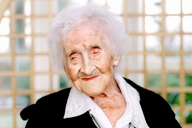 A francesa Jeanne Calment, que morreu com a idade recorde de 122 anos e 164 dias em 1997
