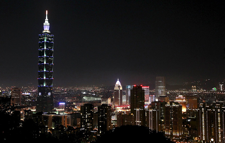 O prdio Taipei 101, como 101 andares, localizado em Taipei, capital de Taiwan