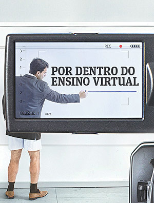 Falar para a câmera sem sentir a resposta da turma é um dos desafios para professor; <b>Folha</b> acompanhou gravação de aula em São Paulo
