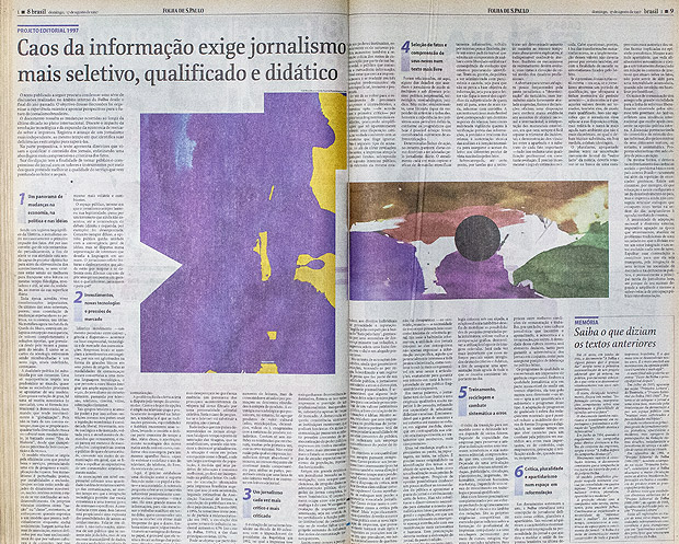 Reprodução de páginas do projeto editorial publicado na Folha de S.Paulo em 1997