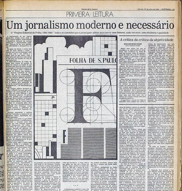 Reprodução de página do projeto editorial publicado na Folha de S.Paulo em 1985