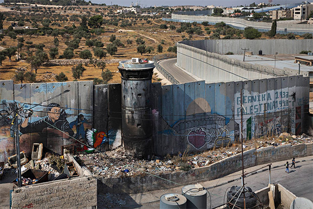 Muro do campo de refugiados palestinos de Aida, na Cisjordnia