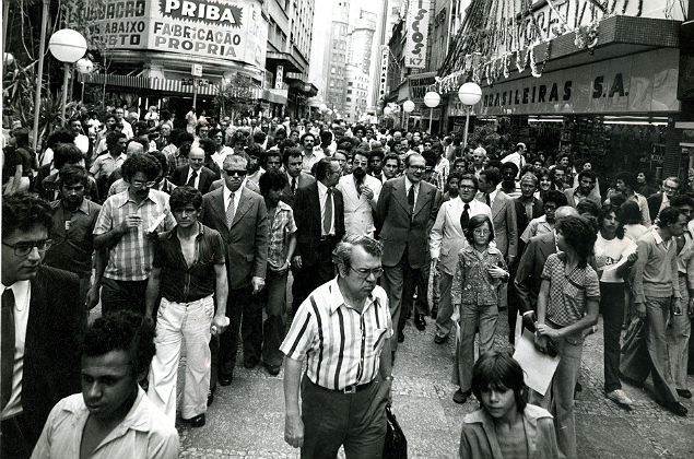 SO PAULO, SP, BRASIL, 00-00-1976: O prefeito Olavo Setbal, durante inaugurao de calades aos pedestres, em So Paulo (SP). (Foto: Acervo UH/Folhapress)