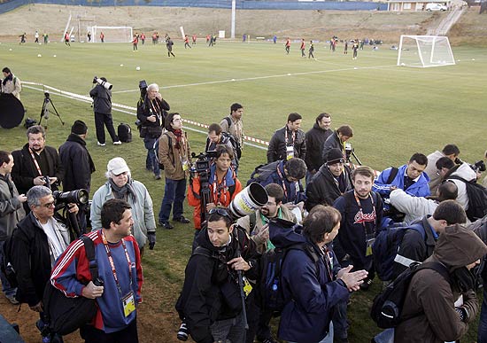 Jornalistas deixam o treino do Brasil, em Johannesburgo