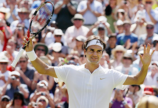 Atual campeo, suo Roger Federer j est nas quartas de final de Wimbledon