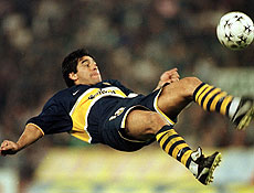 Maradona, em 1997, ainda jogando no Boca