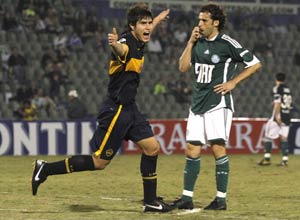 Muñoz comemora o segundo gol do Boca Juniors na vitória sobre o Palmeiras por 2 a 0