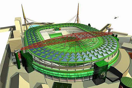 Imagem com o projeto da Arena Palestra; inteno  entregar novo estdio at 2013
