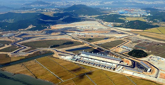 Vista area do circuito sul-coreano