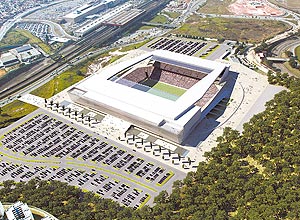Vista aérea do projeto do estádio do Corinthians