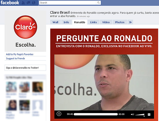Entrevista do Ronaldo na internet 