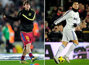 Montagem com as imagens de Messi (esq.) e Cristiano Ronaldo