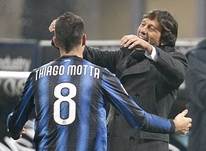 Thiago Motta celebra gol marcado na estreia de Leonardo como tcnico da Inter de Milo