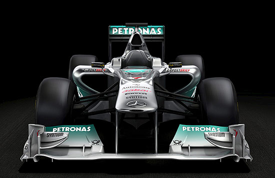 Imagem computadorizada cedida pela Mercedes mostra o novo carro de Schumacher e Rosberg