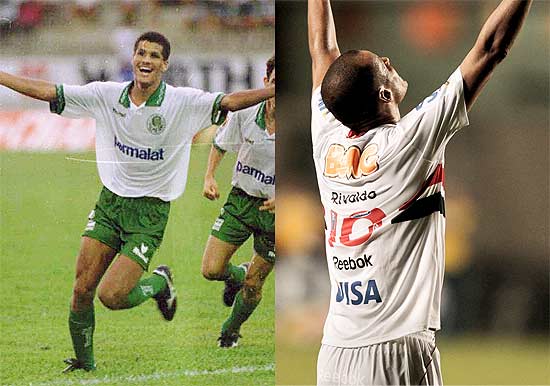 Rivaldo em sua passagem pelo Palmeiras e agora, no São Paulo