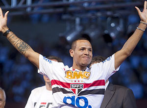 Luis Fabiano, em sua apresentação no São Paulo