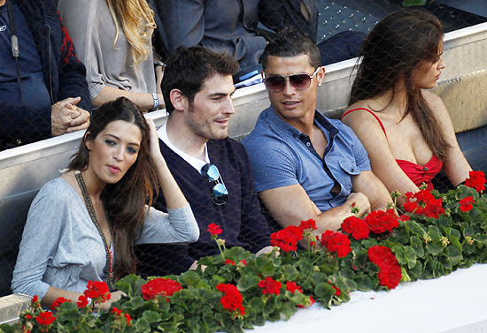 Sara Carbonero, Iker Casillas, Cristiano Ronaldo e Irina Shayk em jogo de tênis em Madri