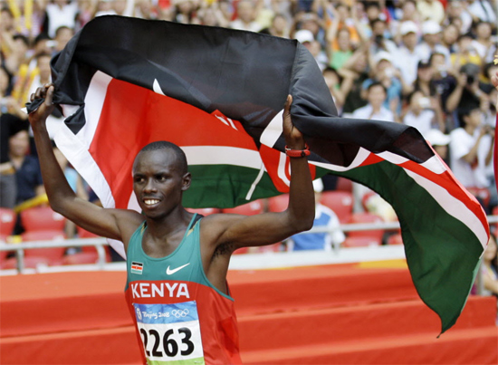 O queniano Samuel Wanjiru, campeão olímpico de maratona nos Jogos Olímpicos de Pequim 2008