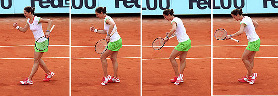 Sequncia de imagens mostra a alem Andrea Petkovic danando "Moonwalk" aps vitria em Roland Garros