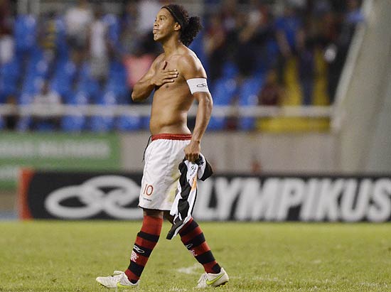 O atacante Ronaldinho Gaúcho depois de jogo do Flamengo