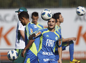 O atacante Maikon Leite durante um treino do Palmeiras