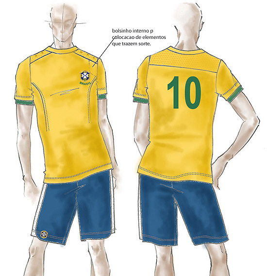 Modelo do uniforme da seleção brasileira proposto por Amir Slama
