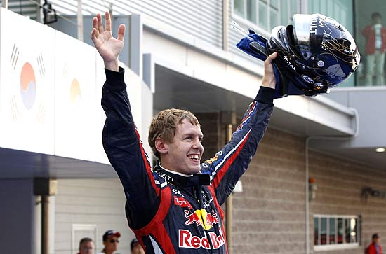 Sebastian Vettel, da Red Bull, comemora vitria no GP da Coreia do Sul