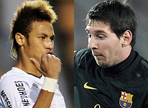 Fotomontagem com Neymar e Messi