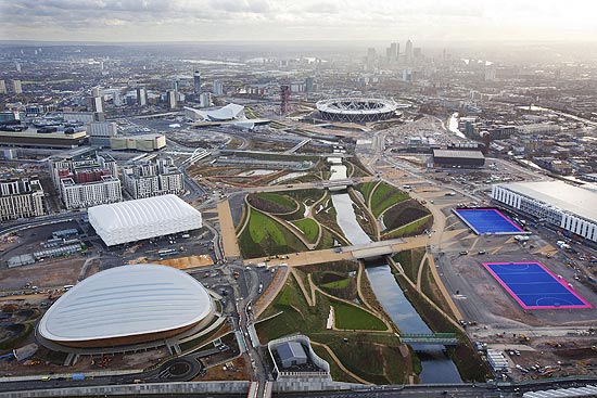 Vista aérea do Parque Olímpico de Londres