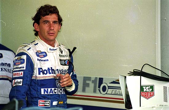 O piloto Ayrton Senna, em So Paulo, no GP Brasil de F-1 de 1994
