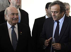 Blatter e Plantini durante visita  Conmebol