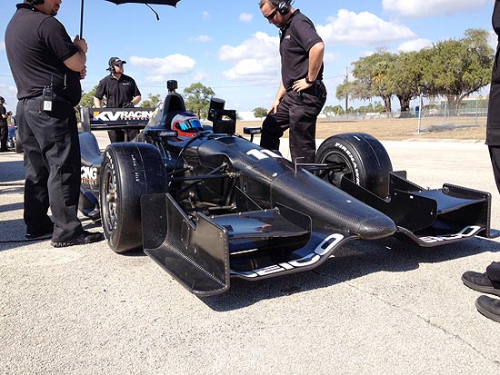 Rubens Barrichello durante testes pela KV Racing em Sebring, na Flórida