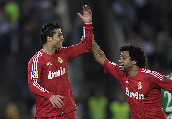 Cristiano Ronaldo e Marcelo comemoram gol do Real Madrid