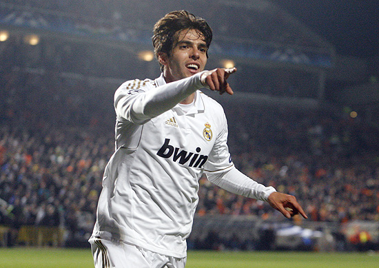 Kak comemora gol do Real Madrid em um jogo da Copa dos Campees
