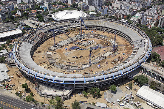 Imagem aérea mostra obras do Maracanã 