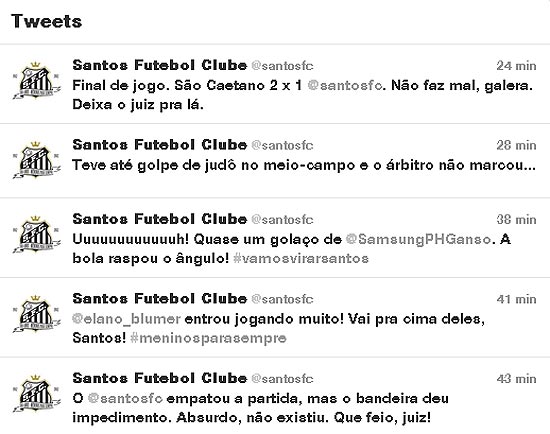 Reprodução do Twitter oficial do Santos