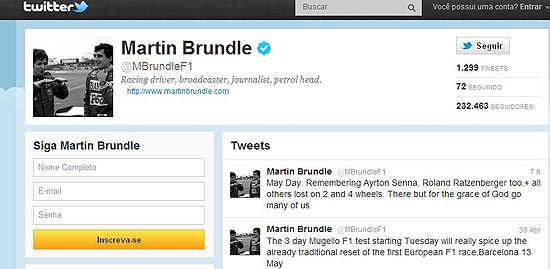 Em seu perfil no Twitter, o ex-piloto Martin Brundle colocou uma foto dele com Senna