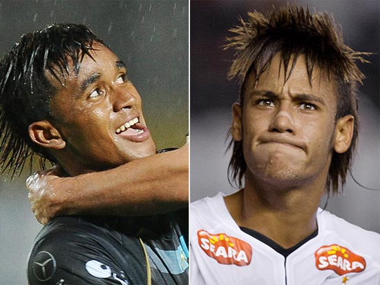 Fidel Martinez, do Deportivo Quito, e Neymar, do Santos, em fotomontagem