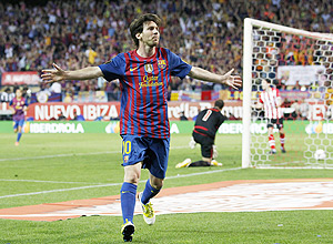 Messi comemora o seu gol contra o Athletic Bilbao