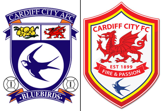 O escudo novo e o antigo do Cardiff City